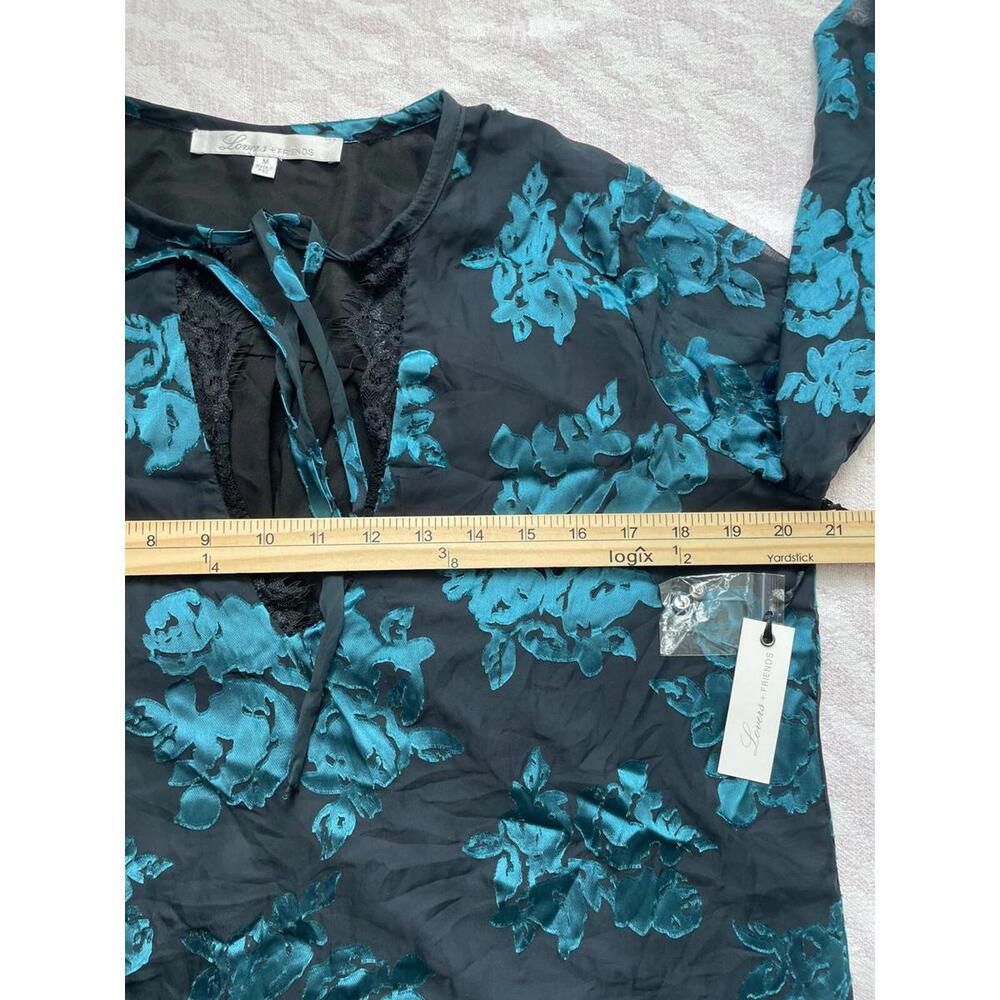 Lovers & Friends Women’s Lace Trim Long Sleeve Floral Blouse Top Size Medium - Picture 5 of 9